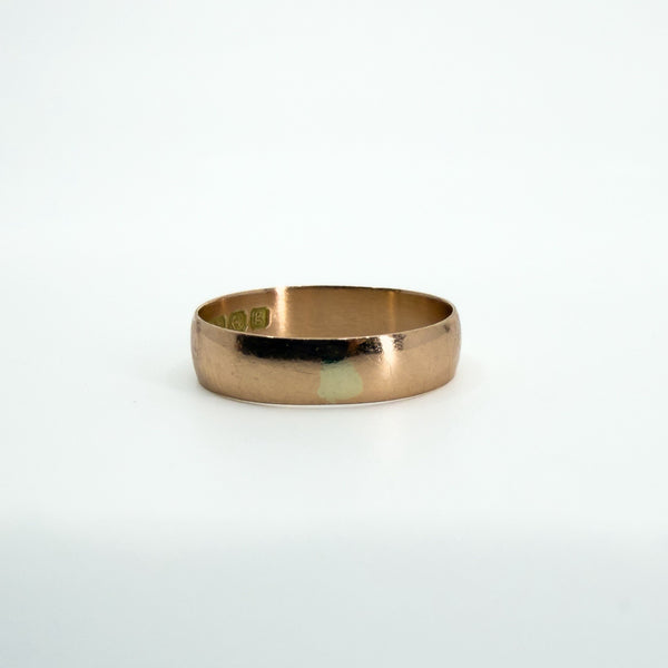 Antique Edwardian 9ct Rose Gold Full Band / Ring 375 Size O - P  (Birm 1906)