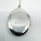 Vintage Sterling Silver Oval Engraved Photo Locket & 20” Curb Chain Necklace 925