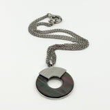 Large Sterling Silver Mother of Pearl Pendant & 16" Chain 925 by KENZO