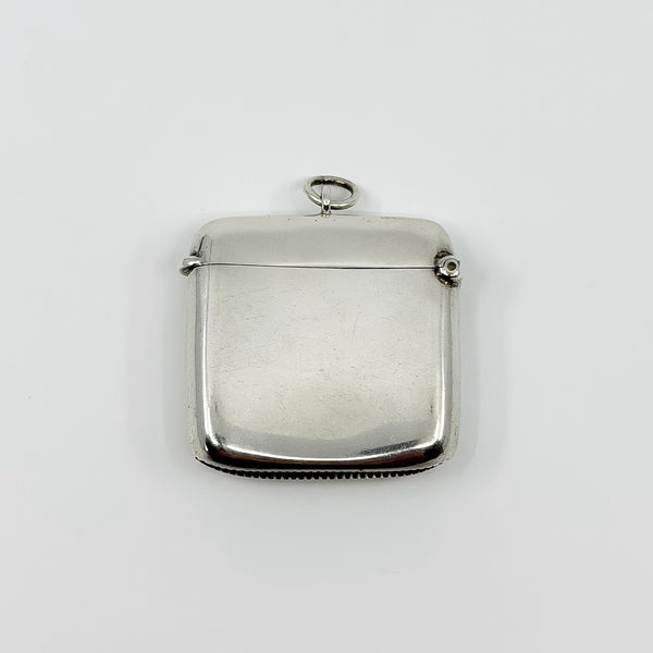 Large Antique 1904 Sterling Silver Reversible Vesta Case Engraved Locket 925