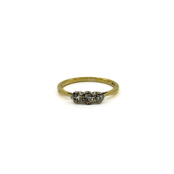 Vintage 18ct Gold 0.30ct Diamond Trilogy Ring 750 Size Q