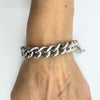 Chunky Sterling Silver Vintage Curb Links Bracelet Heart Padlock & Key Charm 925