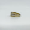 Gold on Sterling Silver Rolex Pattern Band Diamond Ring 925 Size R