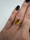 Vintage 9ct Gold 4.40ct Citrine Solitaire Cocktail Ring 375 Size K - L Birm 1992