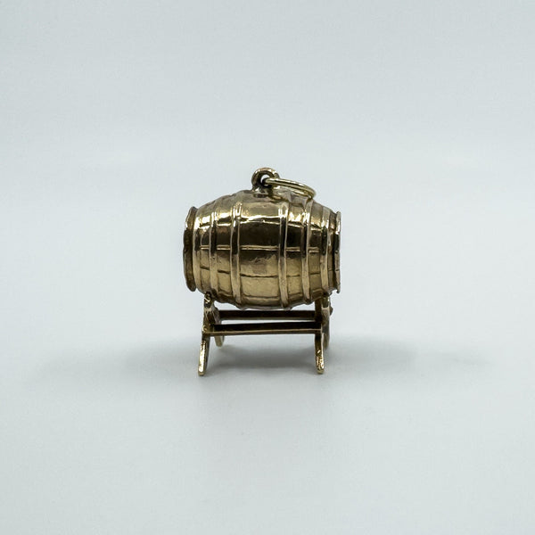 Large Chunky Vintage 9ct Gold Barrel Keg Pendant Charm 375 Whiskey Brandy Beer