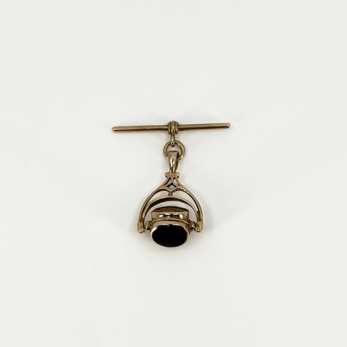 Vintage 1992 9ct Rose Gold Fob & T-Bar 375 by David Scott Walker