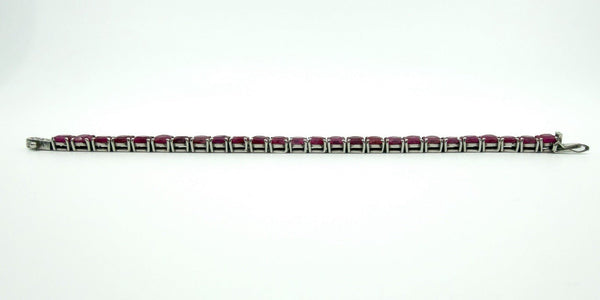 7.5" Sterling Silver 26ct Natural Ruby Tennis Bracelet 925