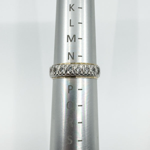 Vintage 9ct Gold & Silver White Spinel Engraved Full Eternity Band Ring Size N