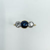 Vintage 18ct Gold 1.10ct Diamond & Sapphire Trilogy Ring 750 Size P