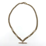 Antique 9ct Rose Gold 17.” Albert Chain Necklace Double Dog Clip T-Bar Charm 375