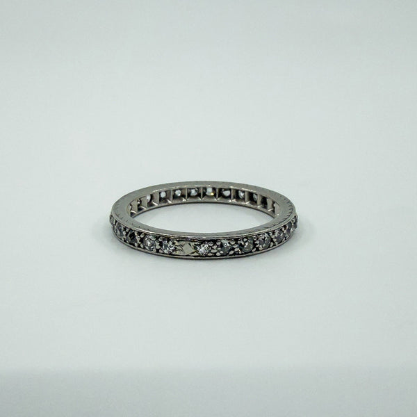 Antique Platinum Old Cut Diamond Full Eternity Band / Ring Size L - M