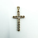 9ct White & Yellow Gold Diamond Christian Cross Pendant 375