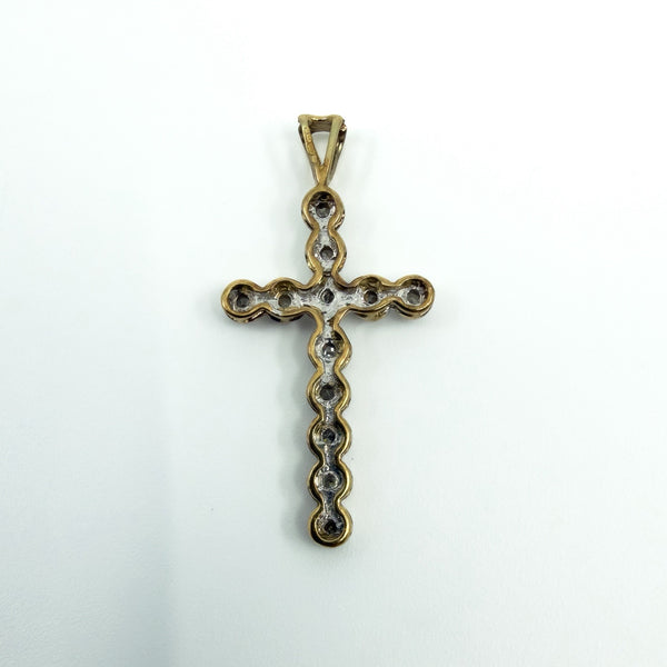 9ct White & Yellow Gold Diamond Christian Cross Pendant 375