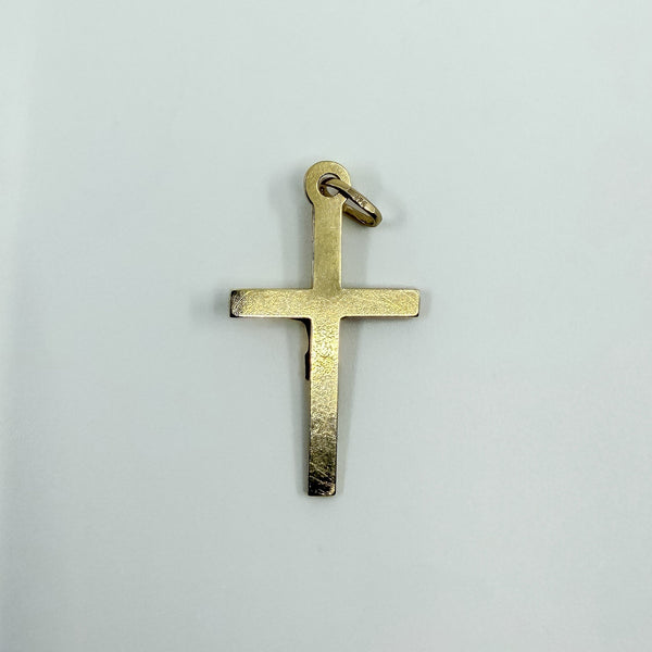 Vintage 9ct Gold Reversible Engraved Christian Cross Crucifix Pendant Charm 375