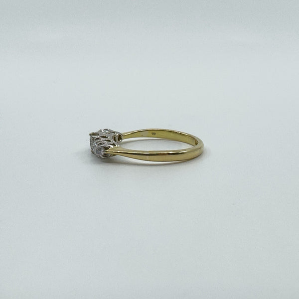 Antique 18ct Gold 0.50ct Diamond 5x Stone Ring 750 Size K