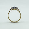 Antique 18ct Gold Sapphire & Old Cut Diamond Trilogy Ring 750 Size P