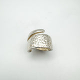 Modernist Snake Ring / Half Hammered Crossover Band in Sterling Silver Size L