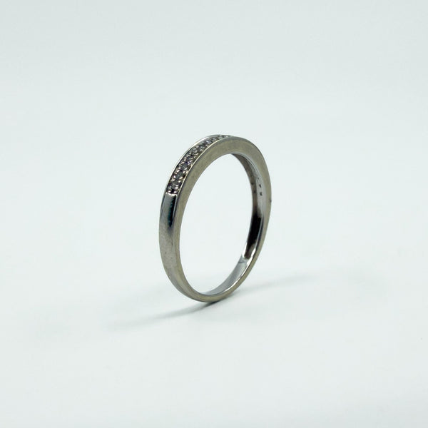 9ct White Gold 0.11ct Diamond Skinny Band / Ring 375 Size M Wedding Eternity