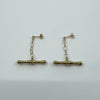 Vintage 9ct Gold T-Bar Drop Belcher Chain Earrings 375 (Birm 1989)
