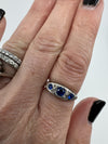 Vintage Sterling Silver Blue & White Paste Boat Ring 925 Size M - N