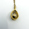 Vintage 9ct Gold 6mm Pearl & Diamond Pendant & 18” Chain Necklace 375 (1980)