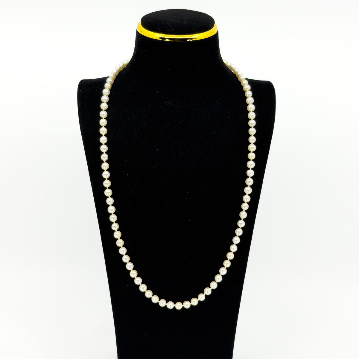 14ct Gold 6.1mm White Cultured Pearl 24.5” Long Necklace 585