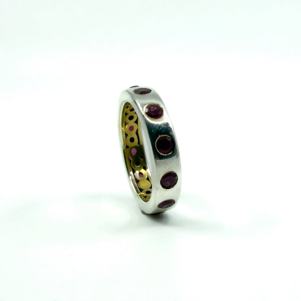 Chunky Sterling Silver 1.20ct Ruby Full Eternity Band / Ring 925 Size P