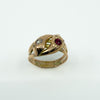 Antique 9ct Rose Gold Double Snake Diamond & Garnet Ring Size U (Chester 1909)