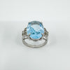 Chunky Sterling Silver 8ct Blue Topaz Ring 925 Size N 