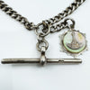 Vintage Sterling Silver 16” Albert Chain & T-Bar with MOP Fob (Edinburgh 1950) 