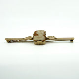 Large Antique / Art Deco 9ct Gold Left Facing Carved Shell Cameo Bar Brooch 375