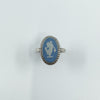 Vintage Sterling Silver Wedgewood Blue Jasper Ware Cameo Ring 925 Size M N 1982