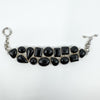 Unusal Sterling Silver Chunky Black Onyx 7.5" Bracelet 925