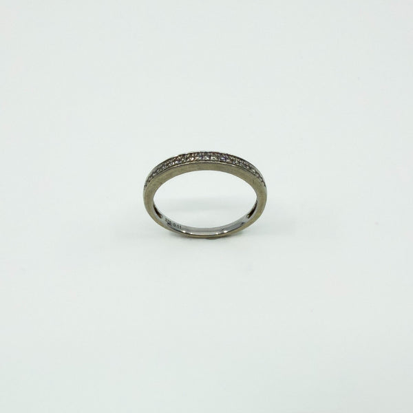 9ct White Gold 0.11ct Diamond Skinny Band / Ring 375 Size M Wedding Eternity