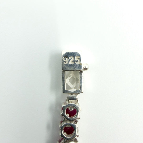 18.4" Sterling Silver 27ct Natural Ruby Tennis Necklace 925