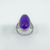 Large Sterling Silver 10ct Purple Chalcedony & Diamond Ring 925 Size N 