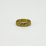 Vintage 18ct Gold Floral Leaf Engraved Full Band / Ring 750 Size N - O (1967)