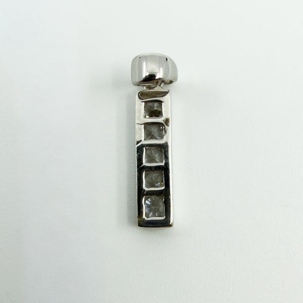 14ct White Gold CZ Bar Pendant / Charm 585