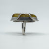 Chunky Modernist Heavy Baltic Amber Ring in Sterling Silver 925 Size L - M