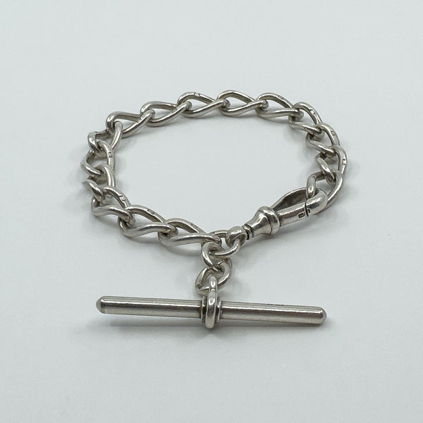 Antique Chunky Oval Links Bracelet with Dog Clip & T-Bar 925 31g