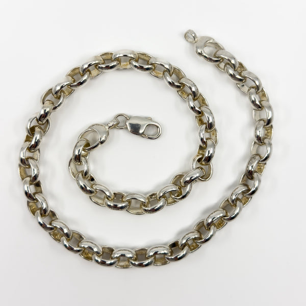 Chunky Sterling Silver 18.5” Belcher / Oval Links Chain 925 Heavy 102g Unisex