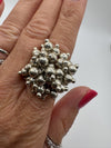 Articulated Large Sterling Silver Beaded Ball Bobble Ring Size P 