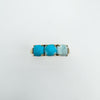 Unusual Diamond & Blue Stone Trilogy Ring in Sterling Silver 925 Size L - M