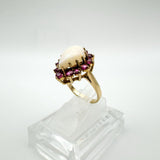 Huge Vintage 9ct Gold Opal & Ruby Ring ( approximately 3ct Total Gems )
