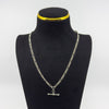 Vintage Sterling Silver 18.5” Figaro Chain Dog Clip & T-Bar Pendant 925