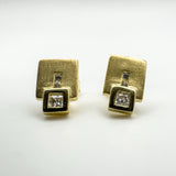 8ct Gold Square CZ Stud Drop Earrings 