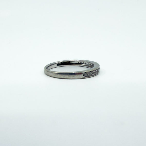 9ct White Gold 0.11ct Diamond Skinny Band / Ring 375 Size M Wedding Eternity