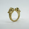 18ct Gold Gem Set Double Panther Head Ring Size O 750