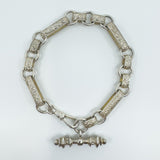 Vintage Sterling Silver Fancy Link Engraved T-Bar & Dog Clip 8” Bracelet 925 23g