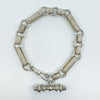 Vintage Sterling Silver Fancy Link Engraved T-Bar & Dog Clip 8” Bracelet 925 23g